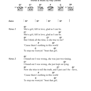 The Kinks Nothin' In The World Can Stop Me Worryin' 'Bout That Girl Musik Noten - Guitar Chords/Lyrics - 122574-0