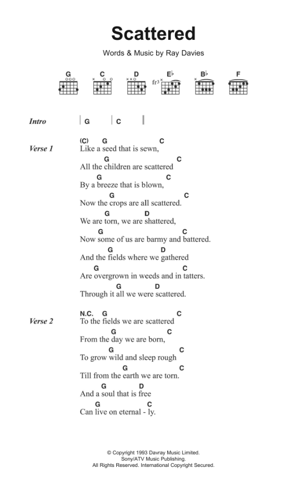 The Kinks Scattered Musik Noten - Guitar Chords/Lyrics - 122555-0
