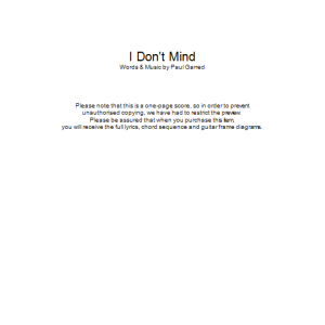 The Kooks I Don't Mind Musik Noten - Guitar Chords/Lyrics - 44070-0