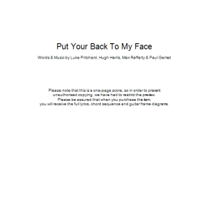 The Kooks Put Your Back To My Face Musik Noten - Guitar Chords/Lyrics - 44133-0