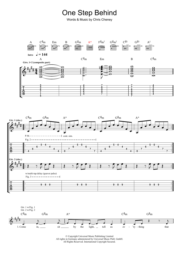 The Living End One Step Behind Musik Noten - Guitar Tab - 38850-0