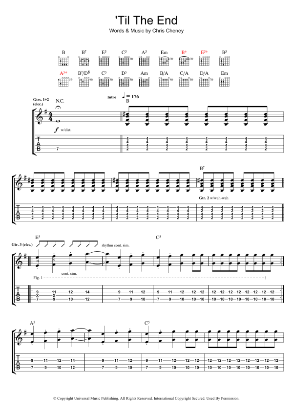 The Living End 'Til The End Musik Noten - Guitar Tab - 38839-0