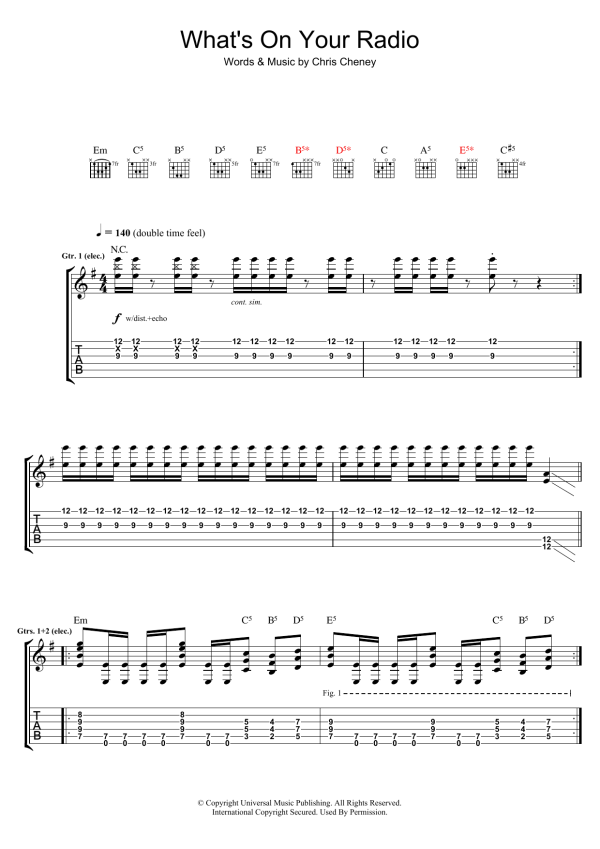 The Living End What's On Your Radio Musik Noten - Guitar Tab - 38807-0
