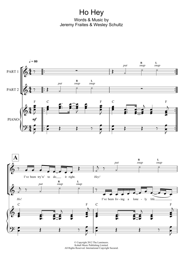 The Lumineers Ho Hey (arr. Rick Hein) Musik Noten - Choir - 121306-0
