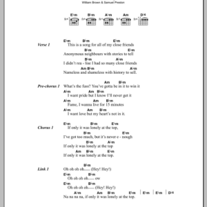 The Ordinary Boys Lonely At The Top Musik Noten - Guitar Chords/Lyrics - 49014-0