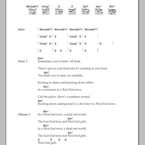 The Pet Shop Boys West End Girls Musik Noten - Guitar Chords/Lyrics - 108573-0