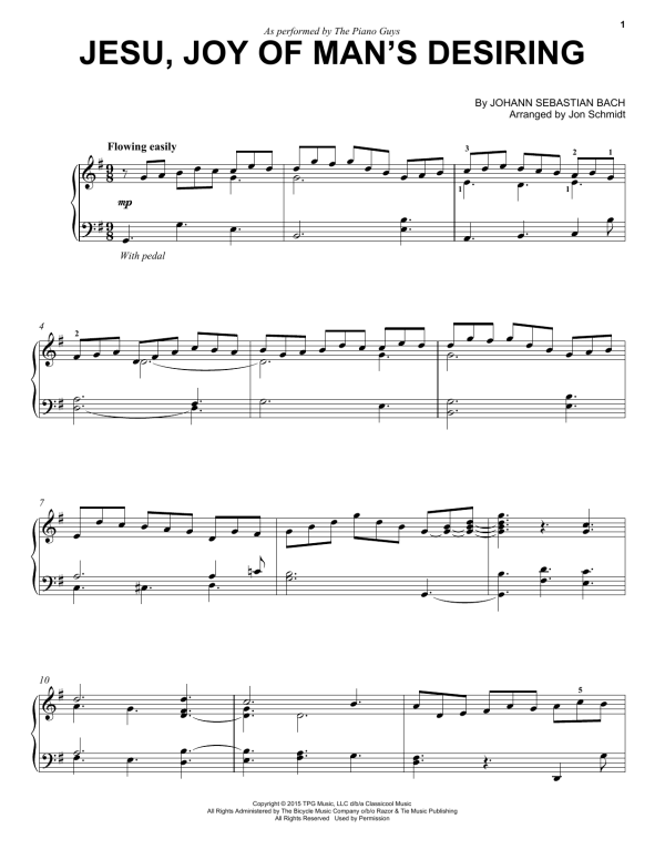 The Piano Guys Jesu, Joy Of Man's Desiring Musik Noten - Cello and Piano - 163635-0