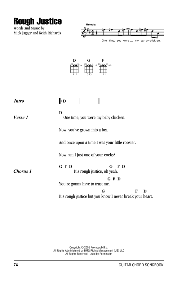 The Rolling Stones Rough Justice Musik Noten - Guitar Chords/Lyrics - 161551-0