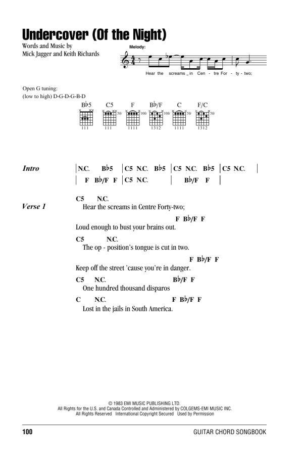 The Rolling Stones Undercover (Of The Night) Musik Noten - Guitar Tab - 165428-0