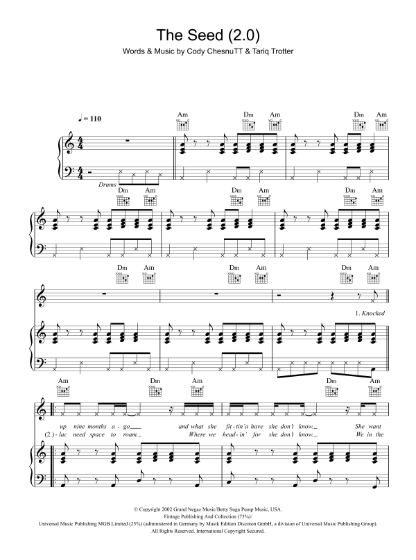 The Roots The Seed (2.0) Musik Noten - Piano, Vocal & Guitar Chords - 101067-0