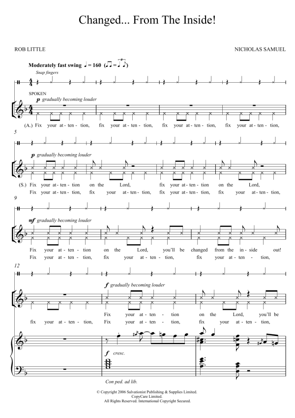 The Salvation Army Changed From The Inside Musik Noten - Piano, Vocal & Guitar Chords - 123442-0
