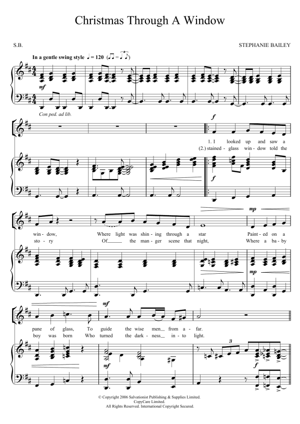 The Salvation Army Christmas Through A Window Musik Noten - Piano, Vocal & Guitar Chords - 123443-0