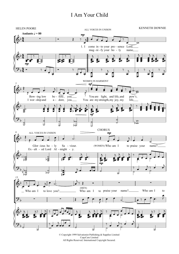 The Salvation Army I Am Your Child Musik Noten - Choir - 123907-0