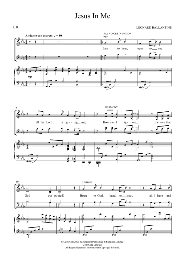 The Salvation Army Jesus In Me Musik Noten - Choir - 123908-0