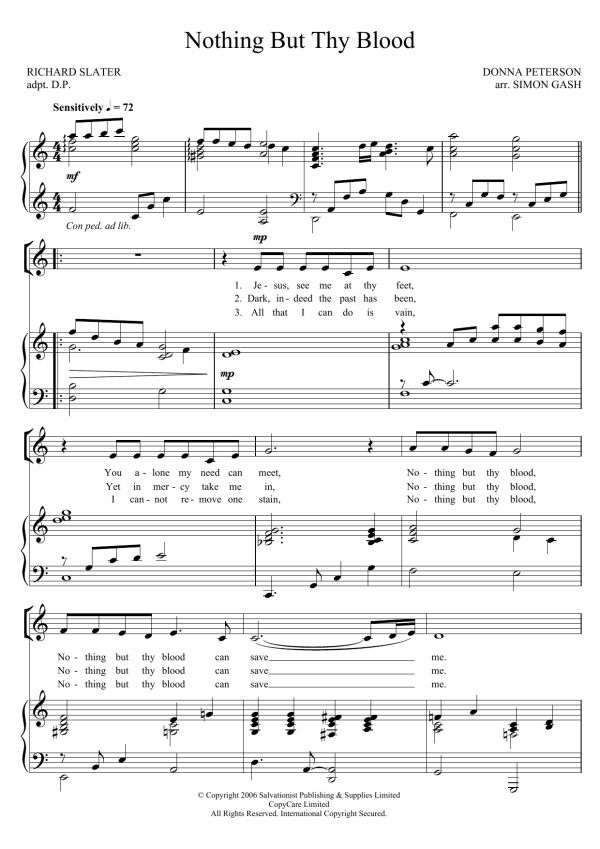 The Salvation Army Nothing But Thy Blood Musik Noten - Piano, Vocal & Guitar Chords - 123467-0
