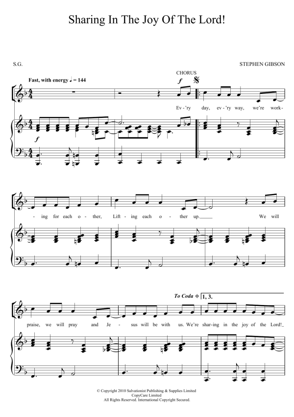 The Salvation Army Sharing In The Joy Of The Lord Musik Noten - Choir - 123747-0