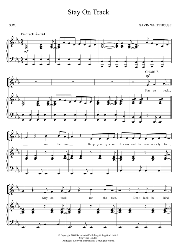 The Salvation Army Stay On Track Musik Noten - Unison Choir - 123539-0