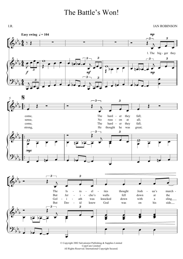 The Salvation Army The Battle's Won! Musik Noten - Unison Choir - 123225-0
