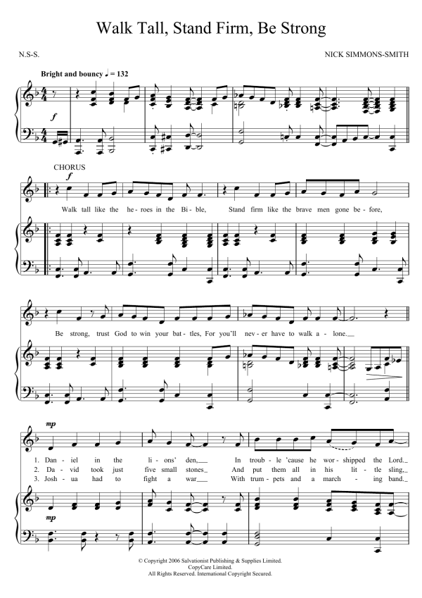 The Salvation Army Walk Tall, Stand Firm, Be Strong Musik Noten - Piano, Vocal & Guitar Chords - 123468-0
