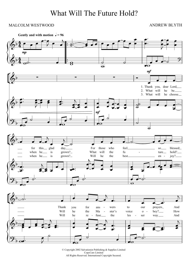 The Salvation Army What Will The Future Hold? Musik Noten - Unison Choir - 123226-0