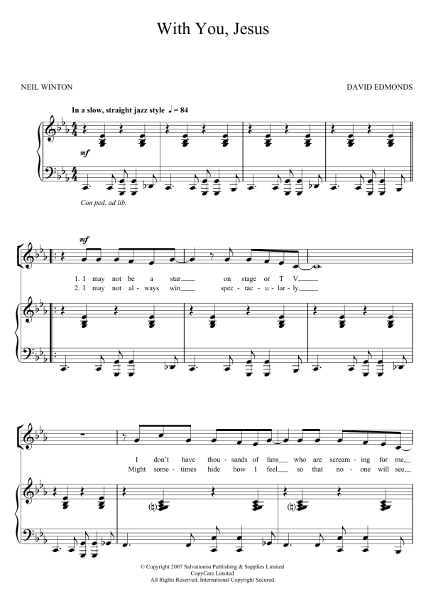 The Salvation Army With You, Jesus Musik Noten - Unison Choir - 123516-0