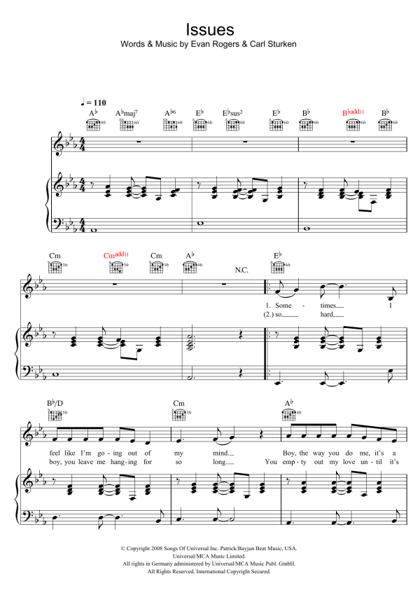 The Saturdays Issues Musik Noten - Piano, Vocal & Guitar Chords - 45896-0