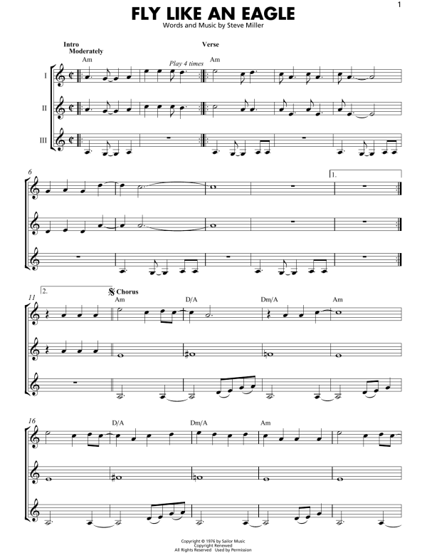 The Steve Miller Band Fly Like An Eagle Musik Noten - Guitar Ensemble - 165703-0