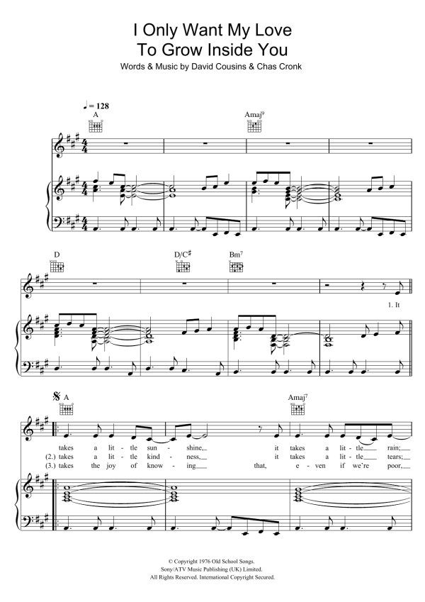 The Strawbs I Only Want My Love To Grow In You Musik Noten - Piano, Vocal & Guitar Chords - 48317-0