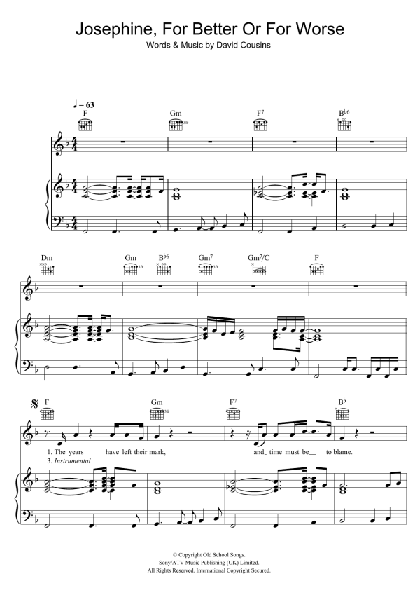 The Strawbs Josephine, For Better Or For Worse Musik Noten - Piano, Vocal & Guitar Chords - 48318-0