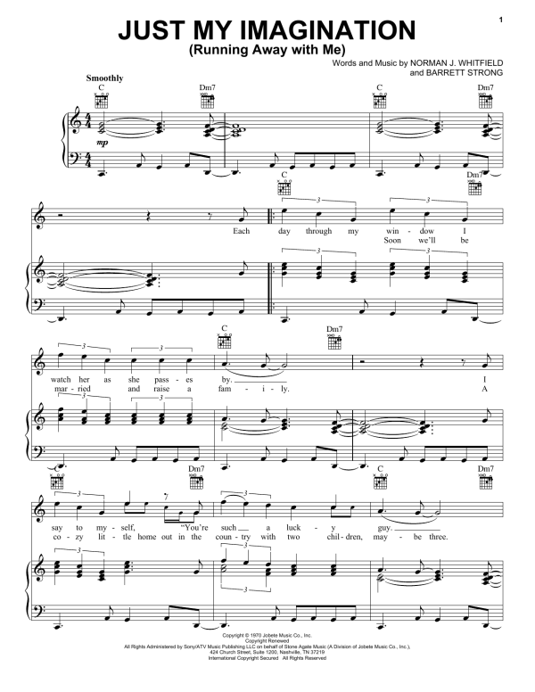 The Temptations Just My Imagination (Running Away With Me) Musik Noten - Piano, Vocal & Guitar Chords - 16591-0