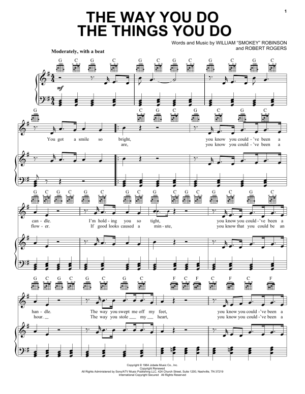 The Temptations The Way You Do The Things You Do Musik Noten - Piano, Vocal & Guitar Chords - 22291-0