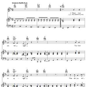 The Traveling Wilburys Where Were You Last Night? Musik Noten - Piano, Vocal & Guitar Chords - 62745-0