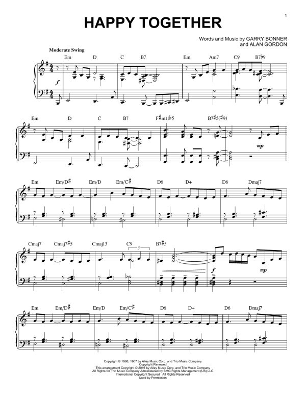 The Turtles Happy Together [Jazz version] (arr. Brent Edstrom) Musik Noten - Piano Solo - 169353-0