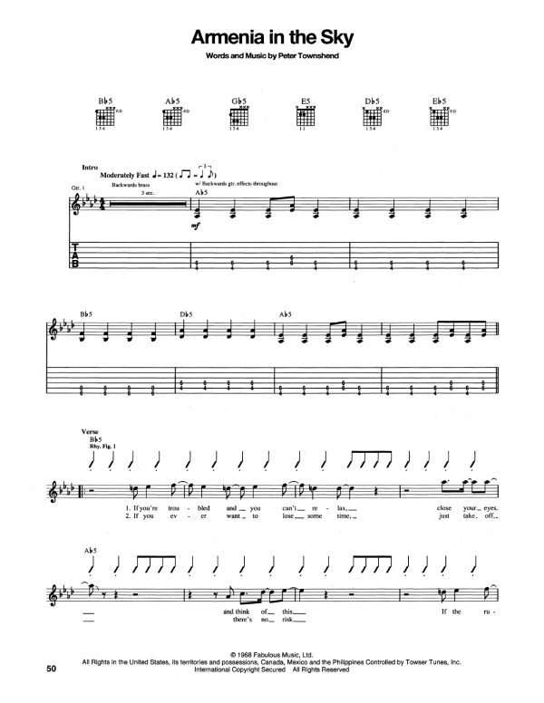 The Who Armenia City In The Sky Musik Noten - Guitar Tab - 165193-0