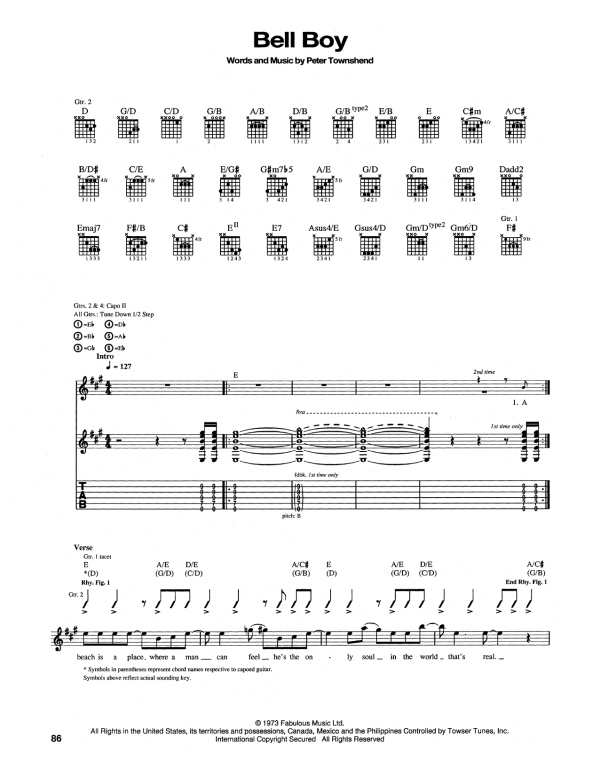 The Who Bell Boy Musik Noten - Guitar Tab - 165184-0