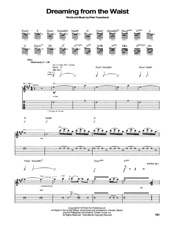 The Who Dreaming From the Waist Musik Noten - Guitar Tab - 165256-0