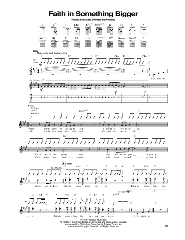 The Who Faith In Something Bigger Musik Noten - Guitar Tab - 165543-0