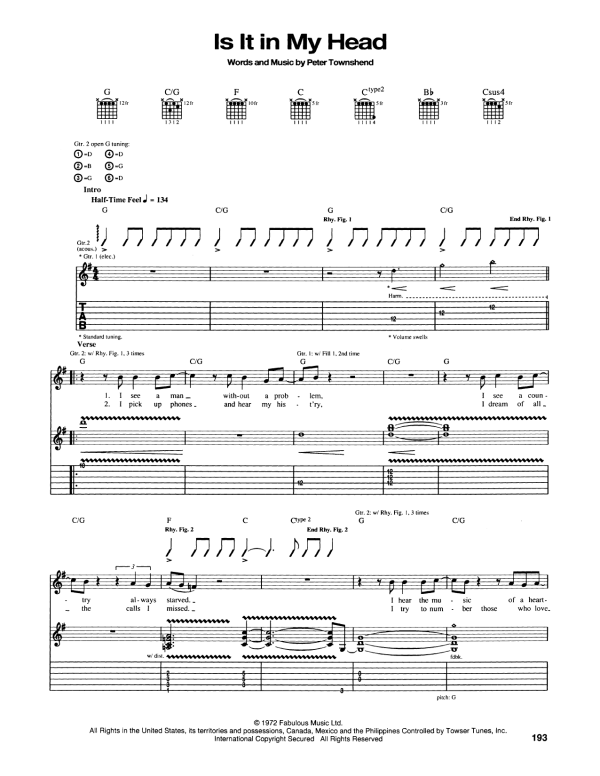 The Who Is It In My Head Musik Noten - Guitar Tab - 165242-0