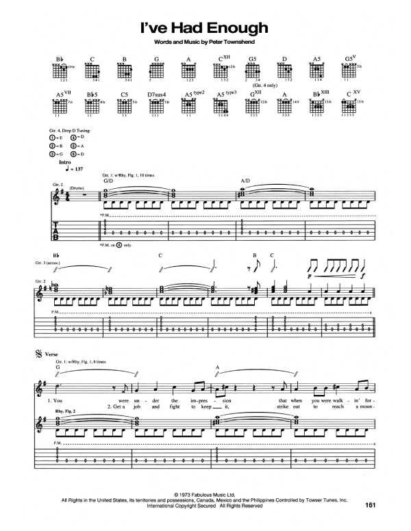 The Who I've Had Enough Musik Noten - Guitar Tab - 165241-0