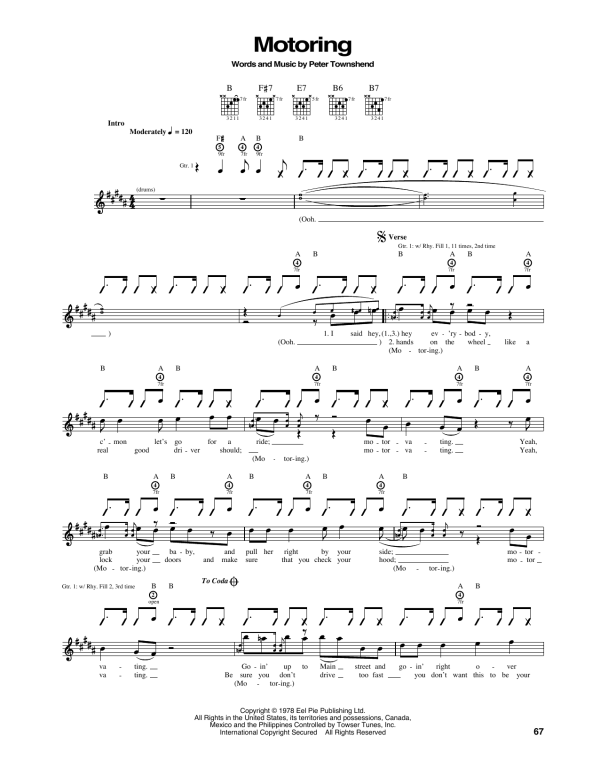 The Who Motoring Musik Noten - Guitar Tab - 165506-0