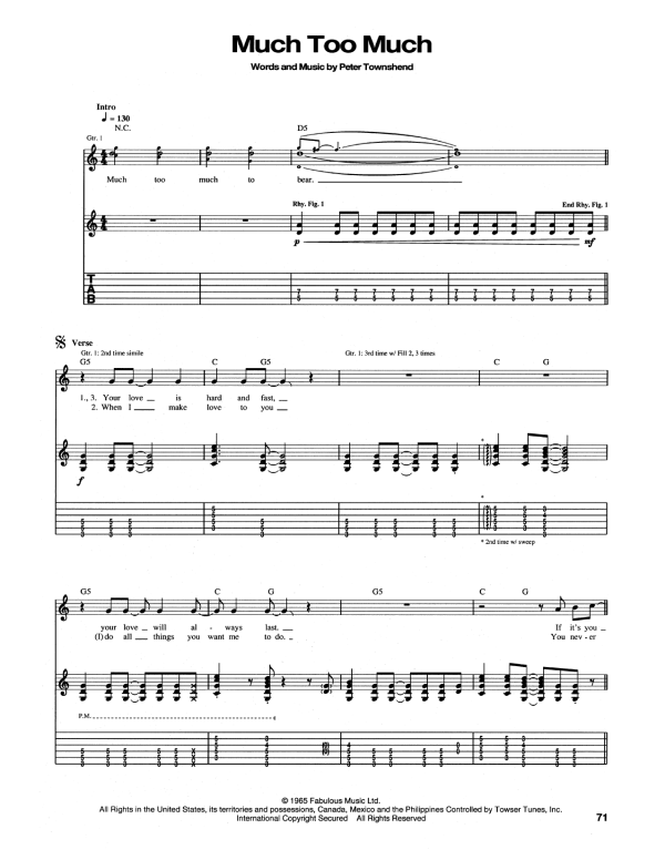 The Who Much Too Much Musik Noten - Guitar Tab - 165300-0