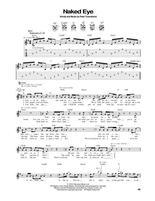 The Who Naked Eye Musik Noten - Guitar Tab - 165541-0