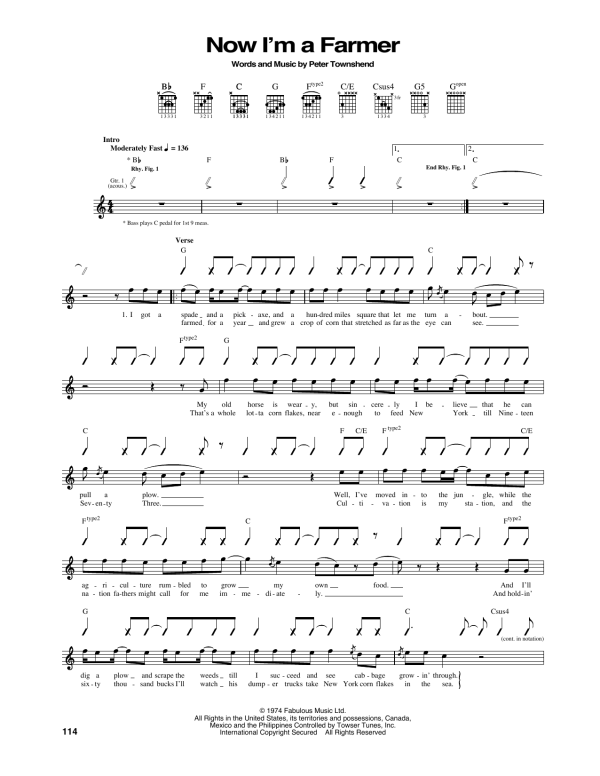 The Who Now I'm A Farmer Musik Noten - Guitar Tab - 165525-0