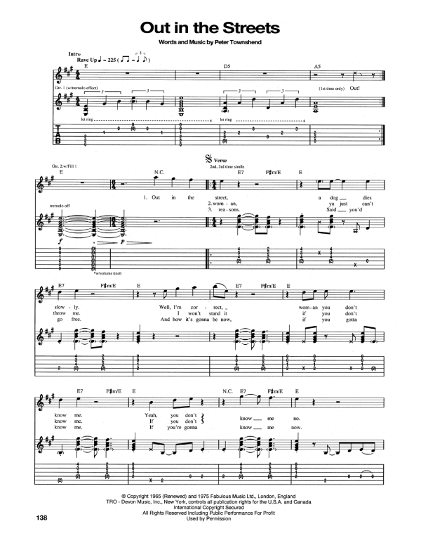 The Who Out In The Street Musik Noten - Guitar Tab - 165235-0