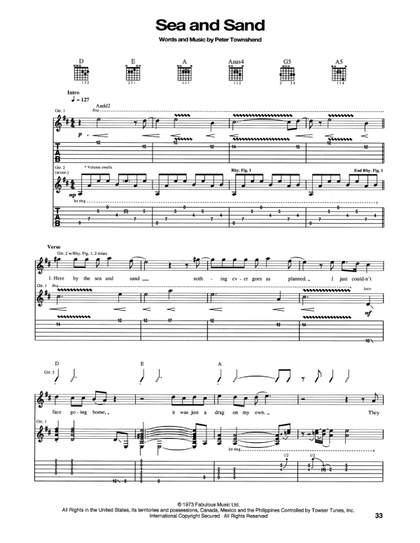 The Who Sea And Sand Musik Noten - Guitar Tab - 165304-0