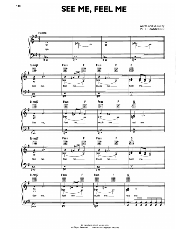 The Who See Me, Feel Me Musik Noten - Guitar Chords/Lyrics - 107616-0