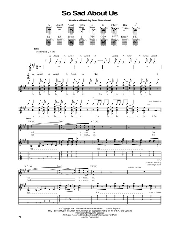 The Who So Sad About Us Musik Noten - Guitar Tab - 165522-0