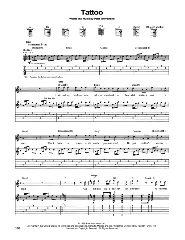 The Who Tattoo Musik Noten - Guitar Tab - 165199-0
