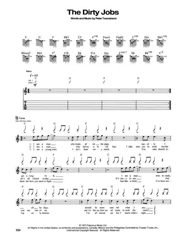 The Who The Dirty Jobs Musik Noten - Guitar Tab - 165204-0