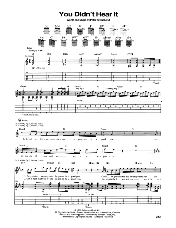 The Who You Didn't Hear It Musik Noten - Guitar Tab - 165556-0